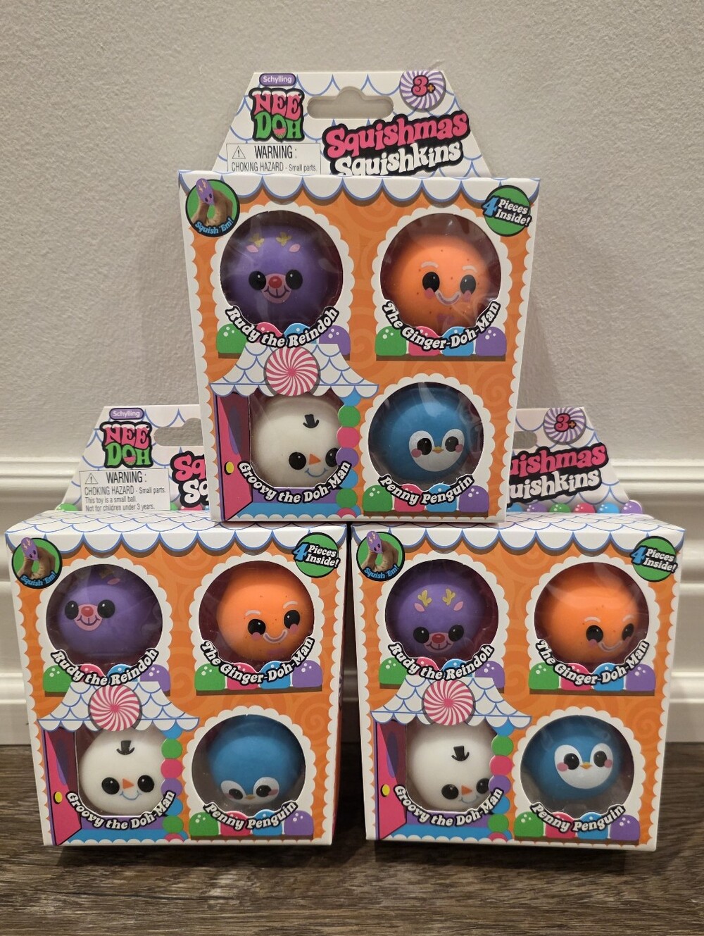 Ultra Rare NIB Needoh Squishmas Squishkins Set